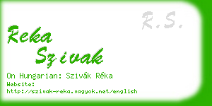 reka szivak business card